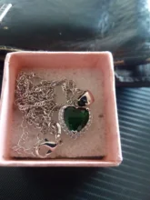 Collar con colgante de corazón para mujer, Circonia cúbica verde, joyería de plata 925 para mujer