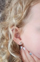 Pendientes asimétricos de Plata de Ley 925 para niños, con cierre de tuerca de hueso de pescado y gato, joyería antialérgica para bebés y estudiantes