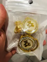 Chupete de lujo con diamantes de imitación para bebé, de 0-18 meses, oso encantador, chupete ortodóntico de silicona para bebé, chupete para dormir