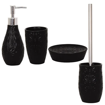 Lot for bathroom accessories in ceramica MSV collectables Venise black color 
Lot for bathroom accessories in ceramica MSV collectables Venise black color