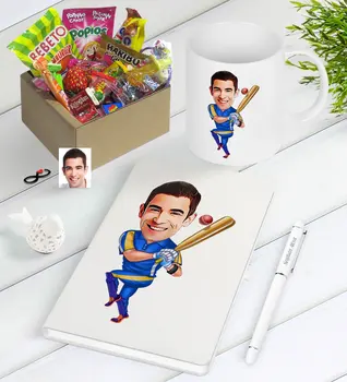 Personalized Mr Baseball Player Caricature Of Nostalgic Lezzetler Notebook Pen Mug Gift set
Personalized Mr Baseball Player Caricature Of Nostalgic Lezzetler Notebook Pen Mug Gift set