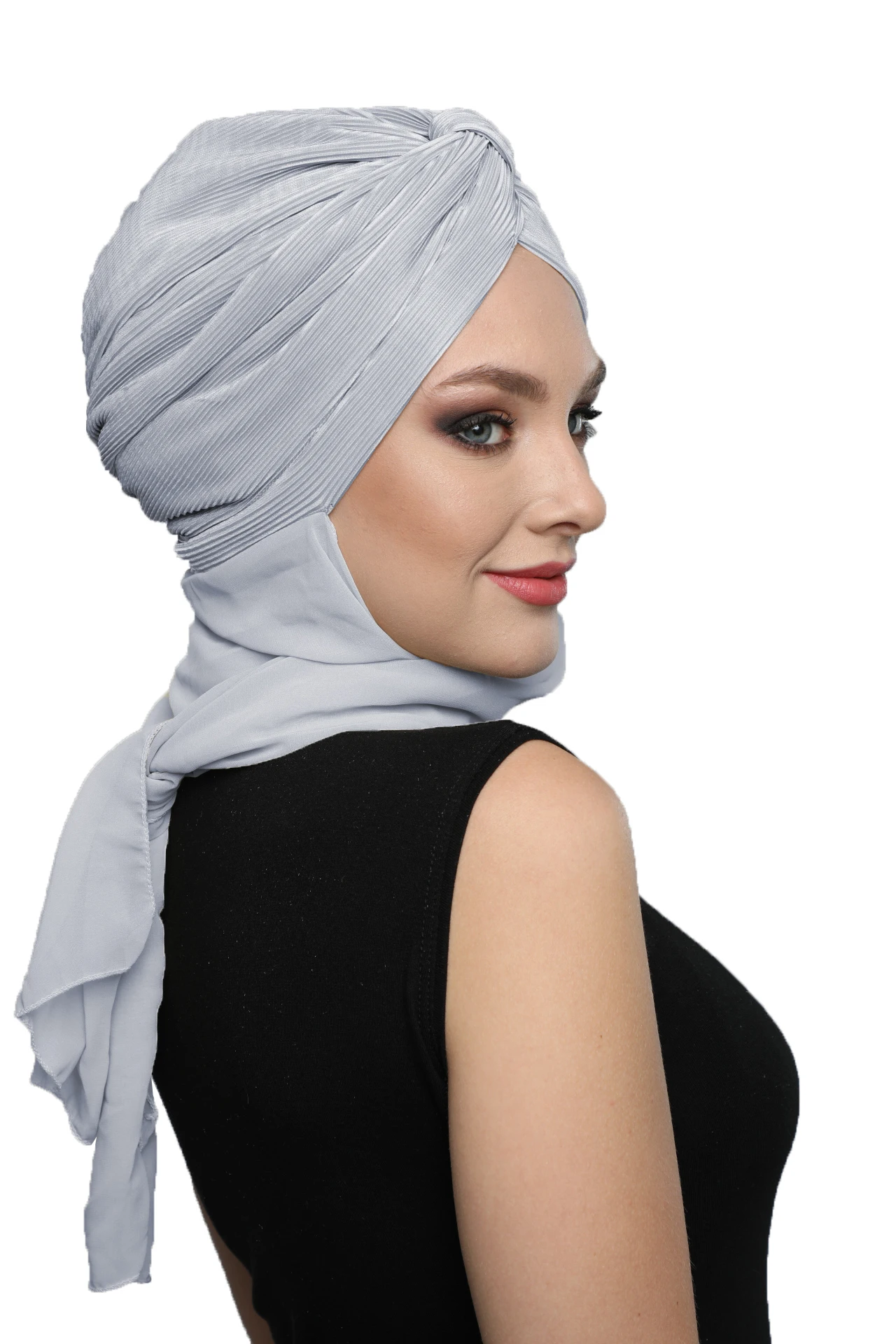 

2022 New Fashion Cross Pleat Banded With Shawl Ready Made Turban Hijab Bonnet Scarf Cancer Cap Special Women Product Beret Bandana Muslim Chemo All Season Rib Pearl Prayer Head