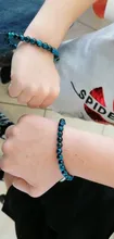 . De alta calidad azul Buda Ojo de Tigre brazaletes con piedras naturales cuentas elasticidad de la cuerda de los hombres pulsera de las mujeres