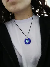 Exquisita azul de mal de ojo, collar de colgantes redondos de los hombres de la moda de las mujeres encantos collar accesorios creativo regalo de joyas de fiesta
