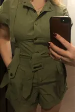 Mamelucos de mujer de manga corta con fajas liso Simple oficina señoras Ropa de Trabajo estilo europeo de talla grande S-3XL ajustado moda femenina