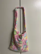 Bolsos de flores suaves de diseñador para mujer, bandolera de felpa esponjosa, bolso de hombro ajustable para libro