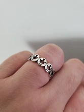 Anillo de dedo con carita sonriente para mujer, sortija con carita sonriente, apertura de tamaño variable, joyería, anillo ajustable abierto