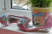 Zapatos de piel de diamante con brillo cristalino de Cenicienta para niña, calzado individual de princesa para rendimiento, tacones altos