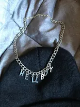 Cadena de personalidad Original Hip Hop carta Hellboy gargantilla collares para mujeres moderno Color plateado cadena Punk estilo las niñas Bijoux