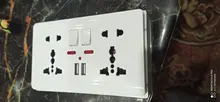 Delviz-Toma de corriente de pared con 5 orificios, enchufe Usb estándar europeo, Panel empotrado gris, doble puerto USB 2.1A, CA 110-250V, toma de corriente de Reino Unido, Universal