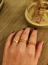 Anillo de oro euroamericano para mujer, anillos de acero inoxidable, anillos abiertos para mujer, joyería de cadena de acero inoxidable