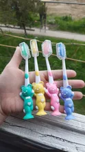 4 unids/set de dibujos animados lindo cepillo de dientes para niños de carbón de bambú mango corto Niños cepillo de dientes de bebé cuidado de los dientes