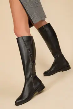 SOHO Women Fashion Knee-high Boots Winter Spring Ladies Casual Zipper Leather Flats Boots High Quality Black 14253 
SOHO Women Fashion Knee-high Boots Winter Spring Ladies Casual Zipper Leather Flats Boots High Quality Black 14253