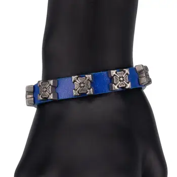 Bracelet leather (genuine leather, box lock, blue) 52715
Bracelet leather (genuine leather, box lock, blue) 52715