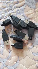 10 Uds. De conector de enchufe USB 2,0 tipo A macho y hembra, 4 pines, con cubierta de plástico negro, Kits de bricolaje