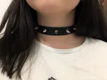 Gargantilla de cuero sintético con tachuelas para mujer, Collar de cuero sintético con cierre de llave, corazón redondo, remache de punta, fiesta de cumpleaños regalo para, 2020