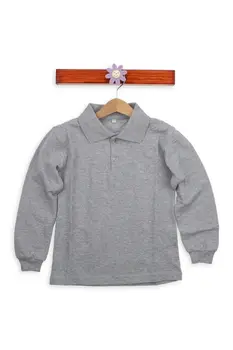 Gray Polo Collar Cotton Child Basic T-Shirt 
Gray Polo Collar Cotton Child Basic T-Shirt