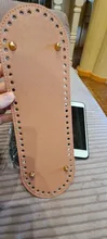 Parte inferior larga Ovalada para bolso de punto, 30x10cm, fondo hecho a mano de cuero PU con 64 agujeros, cojín de croché artesanal, accesorios para bolso