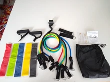 Banda con tubos de resistencia para Fitness, cuerda de tracción elástica para Yoga, gimnasio, expansor de entrenamiento, anclaje de puerta con mango de correa en el tobillo, 11/16 Uds.
