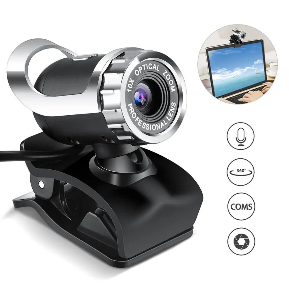 Webcam Camera 360 Degree Webcam USB 2.0 USB With MIC Clip-on for PC Laptops Desktop Macbook Computer Accessory 30FPS HD
Webcam Camera 360 Degree Webcam USB 2.0 USB With MIC Clip-on for PC Laptops Desktop Macbook Computer Accessory 30FPS HD