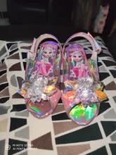 Zapatos de fiesta para niñas, sandalias de princesa de cuero, cristales brillantes, diamantes de imitación, nudo, Elsa, regalo de Navidad