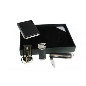 Cigarette case with cigarette lighter multi knife and keychain Black color
Cigarette case with cigarette lighter multi knife and keychain Black color