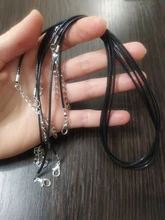 5 unids/lote 1,5mm 2mm encerado algodón ajustable trenzado collares de cuerda y amuleto colgante joyería resultados langosta cierre cable cadena