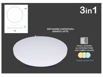 Led ceiling lamp ceiling round 24W D350mm CCT changing color 3 in 1 3000K 4000K 6400K SKU-7607
Led ceiling lamp ceiling round 24W D350mm CCT changing color 3 in 1 3000K 4000K 6400K SKU-7607