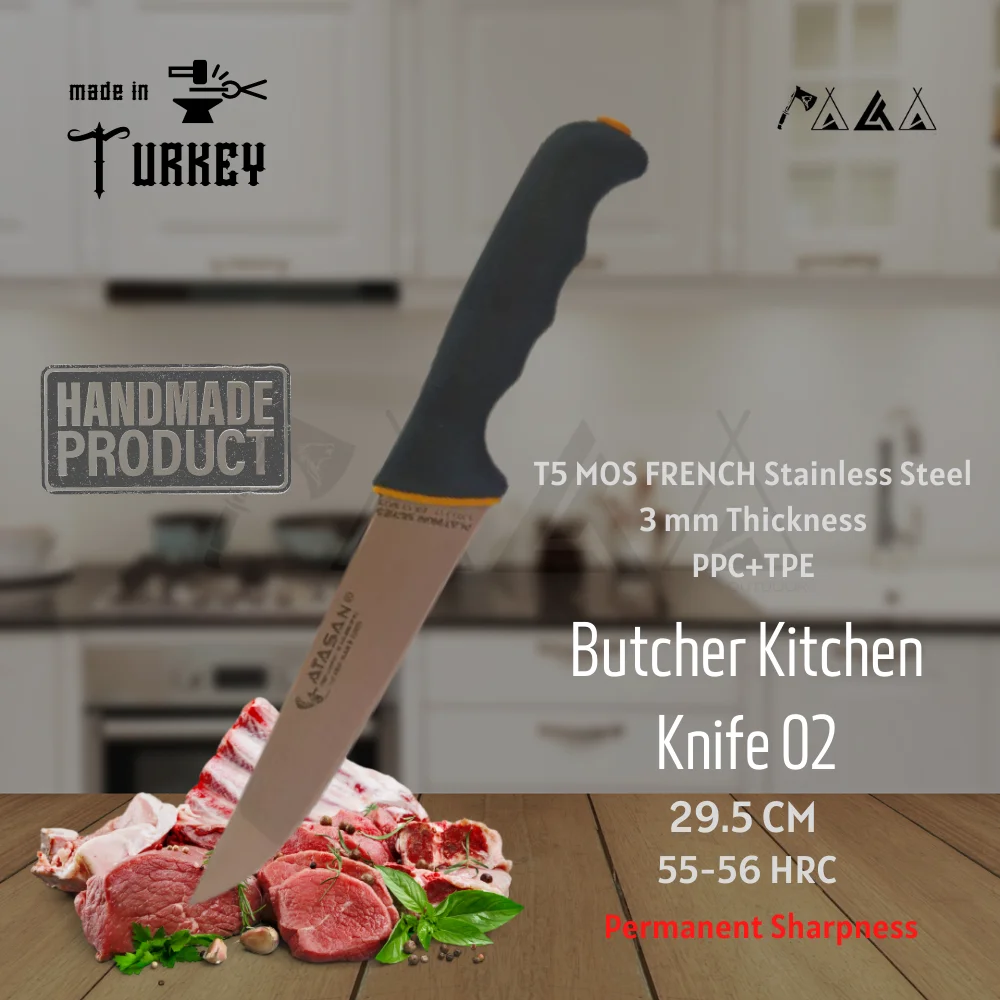 ATASAN Platinium Series Butcher Kitchen Knife 02 Handmade High Quality Professional Stainless Steel Steak Meat Knife Turkish2021
ATASAN Platinium Series Butcher Kitchen Knife 02 Handmade High Quality Professional Stainless Steel Steak Meat Knife Turkish2021