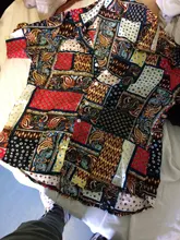 Camisa holgada de manga corta con cuello levantado para hombre, blusa de oficina de alta calidad con estampado de moda étnica Vintage