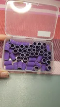 HYTOOS-Bandas de lijado púrpura sin mandril, accesorios de brocas para uñas, herramienta de pulido para el cuidado de las uñas, 50 Uds.