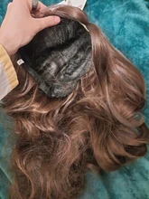 XIYUE sintético largo rizado pelucas con Centro flequillo rizado Natural pelucas marrones oscuras para las mujeres pelucas de Cosplay fibra resistente al calor pelucas