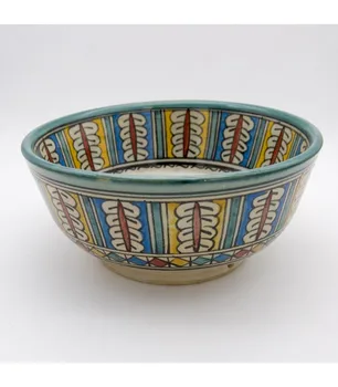 

Bol o Cuenco Marroquí - Ensaladera - Ceramica Fez - Pintada a Mano - Azul y Blanco - 25 x 11 cm