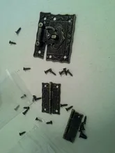 Cerradura de candado de bronce antiguo joyería caja de madera Cierre de cerrojo + 2 piezas bisagra de gabinete de maleta muebles Vintage Hardware decorativo