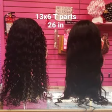 YYong-Peluca de malla con división, 1x4, Parte I y 13x1, cabello humano ondulado, Remy, brasileño, malla con división transparente