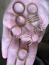 Tocona-Conjunto de anillos de unión para mujer, de Color dorado y plateado geométrico Simple, conjunto de anillos de cristal, abalorio, anillo, regalo de joyas de fiesta 9927