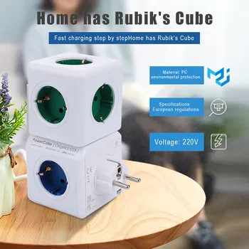 Smart Home Power Cube Socket EU Plug Socket 4 Outlets 2 USB Ports Adapter Power Strip Extension Adapter Multi Switched Sockets
Smart Home Power Cube Socket EU Plug Socket 4 Outlets 2 USB Ports Adapter Power Strip Extension Adapter Multi Switched Sockets