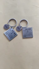Llavero con anilla personalizada, calendario grabado, llavero de acero inoxidable, regalo de aniversario de boda para novio y marido