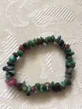Brazalete de piedras de Gema naturales irregulares, cuentas de viruta elásticas, amazonita pepitas de, brazaletes de cristal de cuarzo rosa para mujer