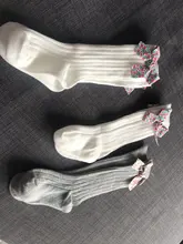 Calcetines largos de algodón para niñas pequeñas de 0 a 5 años, lazos con flor hasta la rodilla, Estilo Princesa