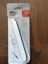 Deli 0600-Tijeras portátiles de bolsillo para corte de papel, tijeras de seguridad plegables