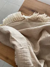 Manta de algodón con borlas para bebé, cubierta para cochecito de bebé, manta de muselina para recién nacido, gasa para el baño, colcha de muselina