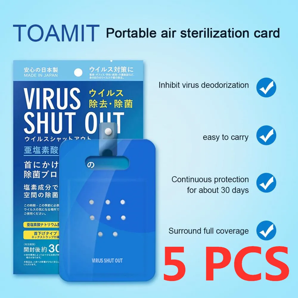 5PCS Sterilization card Air Sterilization Card Disinfection Sterilization Lanyard Protection Cards
5PCS Sterilization card Air Sterilization Card Disinfection Sterilization Lanyard Protection Cards