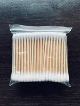 100 unids/bolsa de doble cabeza desechable de algodón de maquillaje hisopo de algodón suave brotes médicos palos de madera nariz y orejas Herramientas de limpieza Cotonete