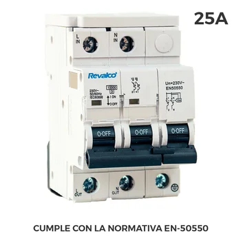 IGA 2P 25A C 10KA PROT. OVERVOLTAGE PERMANENT ACCORDING TO LEGISLATION IN-50550 AND TRANSITIONAL 5-15KA 275V 
IGA 2P 25A C 10KA PROT. OVERVOLTAGE PERMANENT ACCORDING TO LEGISLATION IN-50550 AND TRANSITIONAL 5-15KA 275V