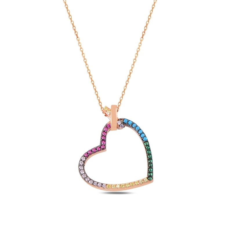 Armagano Mixed Color Zircon Stone Heart Necklace 
Armagano Mixed Color Zircon Stone Heart Necklace