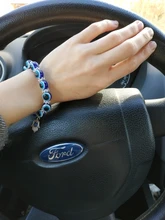 De moda de Color de plata azul de mal de ojo Hamsa la mano de Fátima Palm pulseras para las mujeres de la pulsera del encanto de estilo étnico joyería hecha a mano