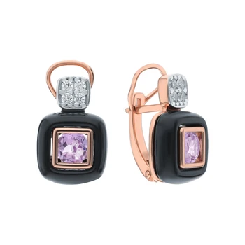 Silver earrings with amethyst and cubic zirconia sunlight sample 925 
Silver earrings with amethyst and cubic zirconia sunlight sample 925