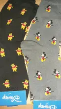 Disney-Calcetines de algodón con diseño de Mickey / Minnie / Pooh para mujer, medias de color sólido, transpirables, para adultos, 1 par