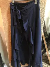 Pantalones Mujer Palazzo 2019 Causal Ruffle cordón pantalones elegante alta cintura Irregular suelto Color puro otoño mujer pantalón falda